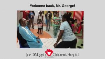 Teacher gets pie on face for Back to School at Joe DiMaggio Childrens Hospital